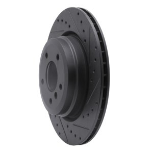 BMW 335XI Brake Rotor (1) - Rear Right - R1 Concepts - Drilled & Slotted - Black - `06-`15